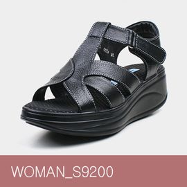 [Dr.K] Women's Sandals S9200 BLACK-Leather Sandals with Arch Support, Walking Shoes for Foot and Heel Pain Relief-Made in Korea